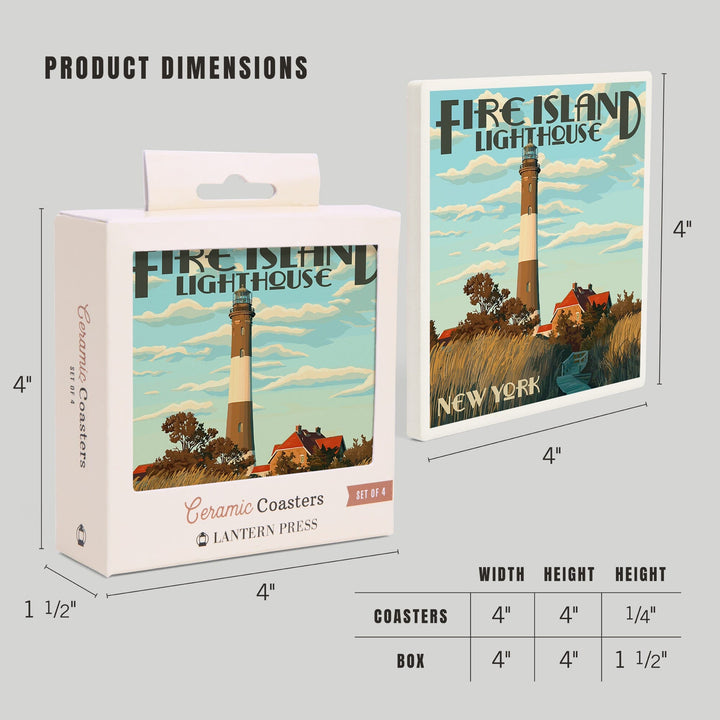 Captree Island, New York, Fire Island Lighthouses, Coasters Coasters Lantern Press 