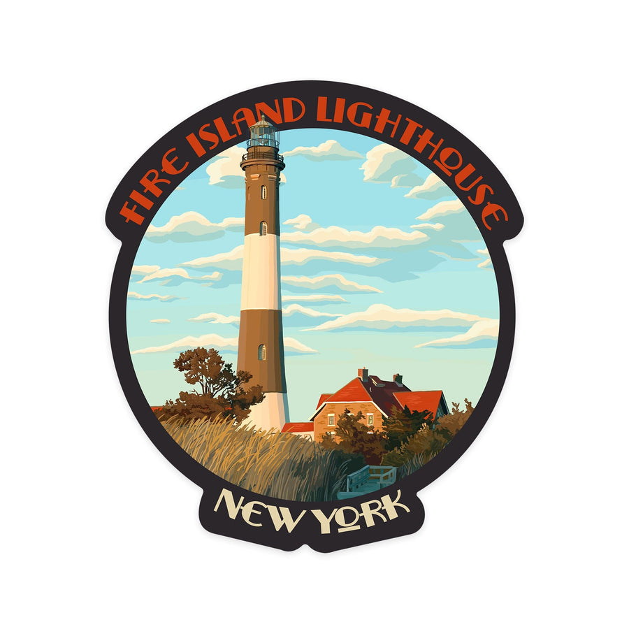 Captree Island, New York, Fire Island Lighthouses, Contour, Lantern Press Artwork, Vinyl Sticker Sticker Lantern Press 