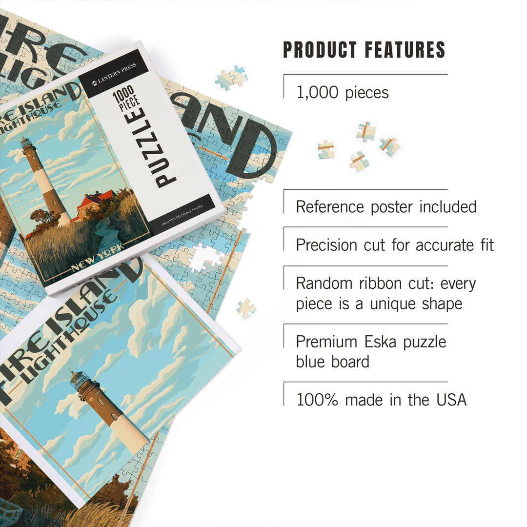 Captree Island, New York, Fire Island Lighthouses, Jigsaw Puzzle Puzzle Lantern Press 