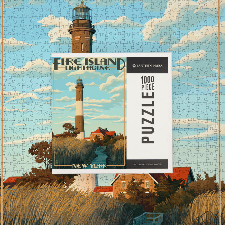 Captree Island, New York, Fire Island Lighthouses, Jigsaw Puzzle Puzzle Lantern Press 