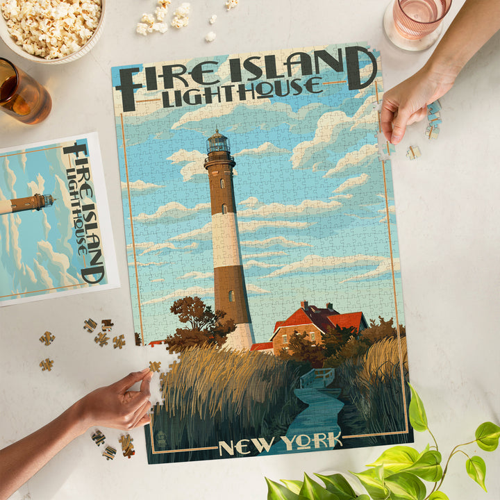 Captree Island, New York, Fire Island Lighthouses, Jigsaw Puzzle Puzzle Lantern Press 