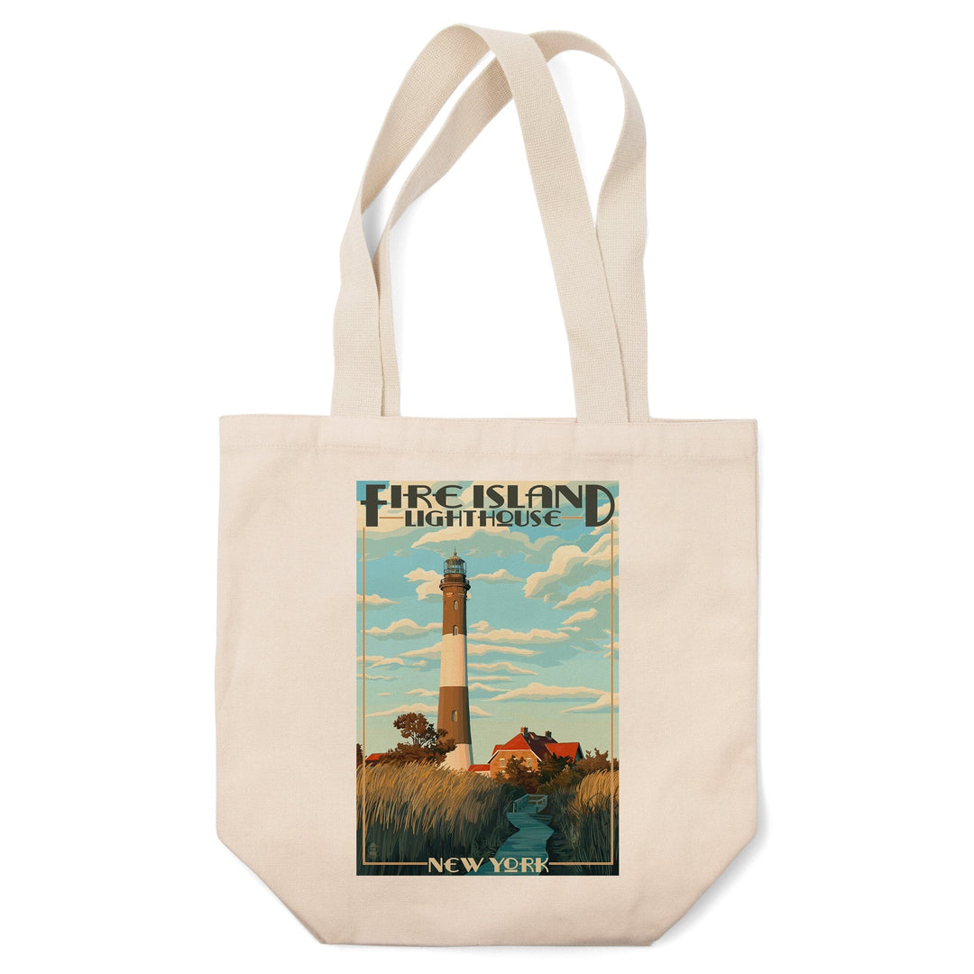Captree Island, New York, Fire Island Lighthouses, Lantern Press Artwork, Tote Bag Totes Lantern Press 
