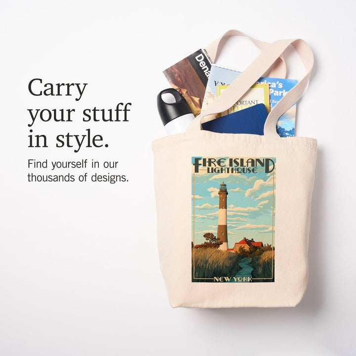 Captree Island, New York, Fire Island Lighthouses, Tote Bag Totes Lantern Press 