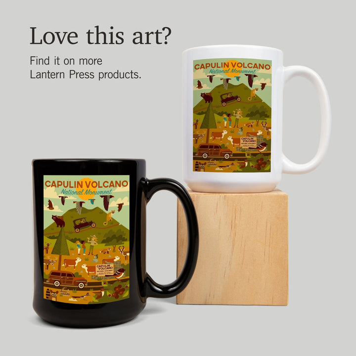 Capulin Volcano National Monument, New Mexico, Geometric, Lantern Press Artwork, Ceramic Mug Mugs Lantern Press 