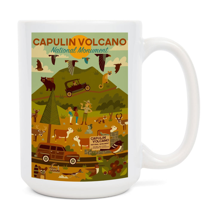 Capulin Volcano National Monument, New Mexico, Geometric, Lantern Press Artwork, Ceramic Mug Mugs Lantern Press 