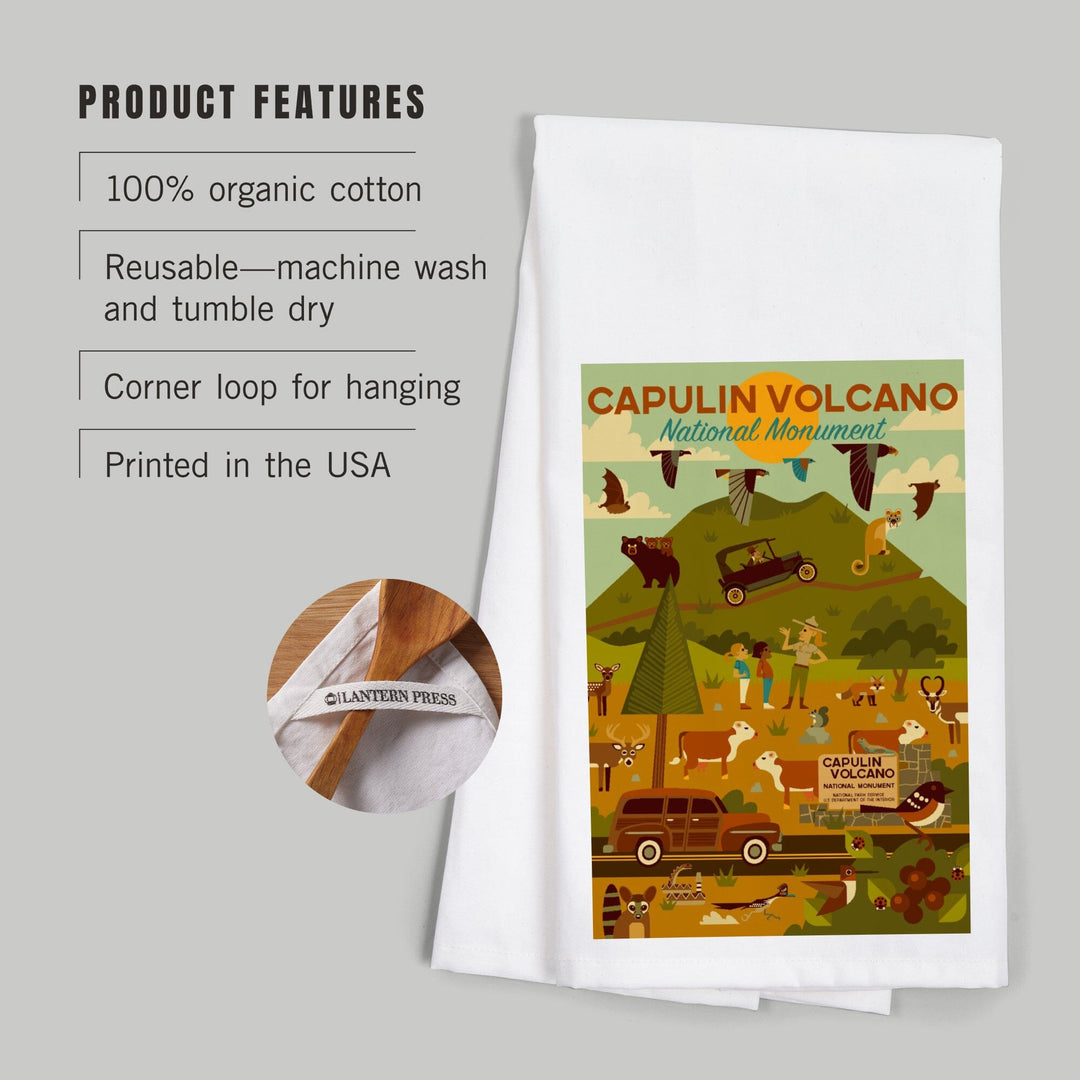 Capulin Volcano National Monument, New Mexico, Geometric, Organic Cotton Kitchen Tea Towels Kitchen Lantern Press 