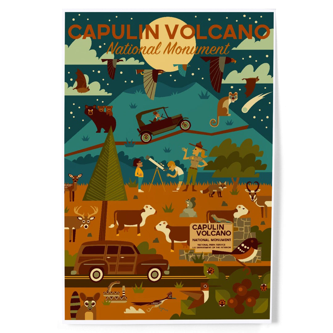 Capulin Volcano National Monument, New Mexico, Night, Geometric, Art & Giclee Prints Art Lantern Press 