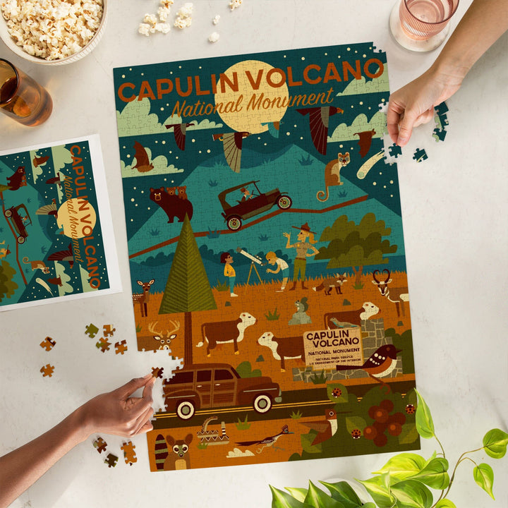Capulin Volcano National Monument, New Mexico, Night, Geometric, Jigsaw Puzzle Puzzle Lantern Press 