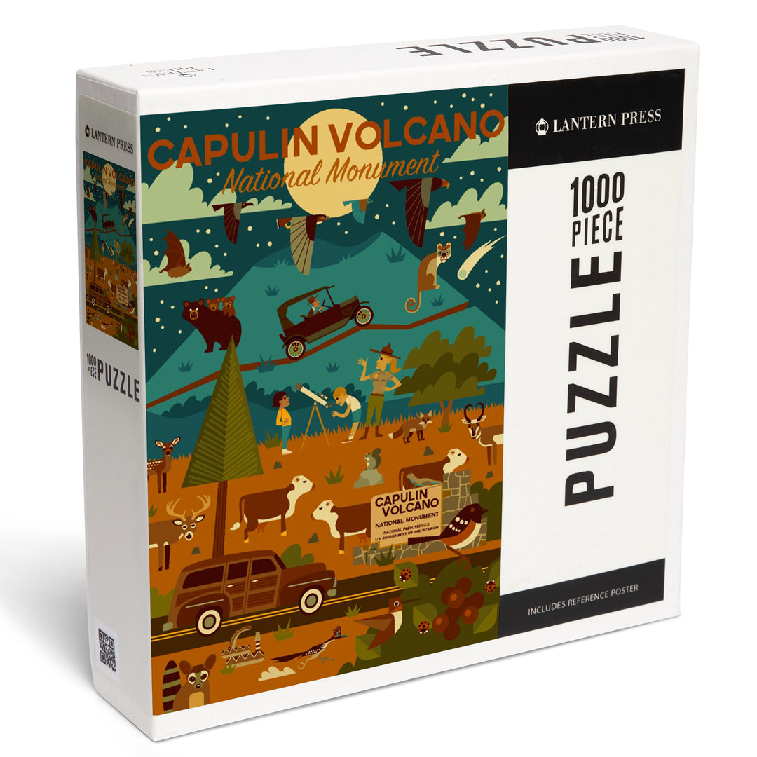 Capulin Volcano National Monument, New Mexico, Night, Geometric, Jigsaw Puzzle Puzzle Lantern Press 