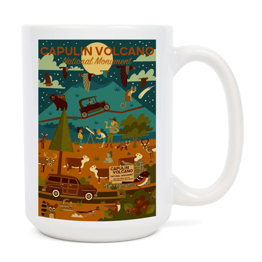 Capulin Volcano National Monument, New Mexico, Night, Geometric, Lantern Press Artwork, Ceramic Mug Mugs Lantern Press 