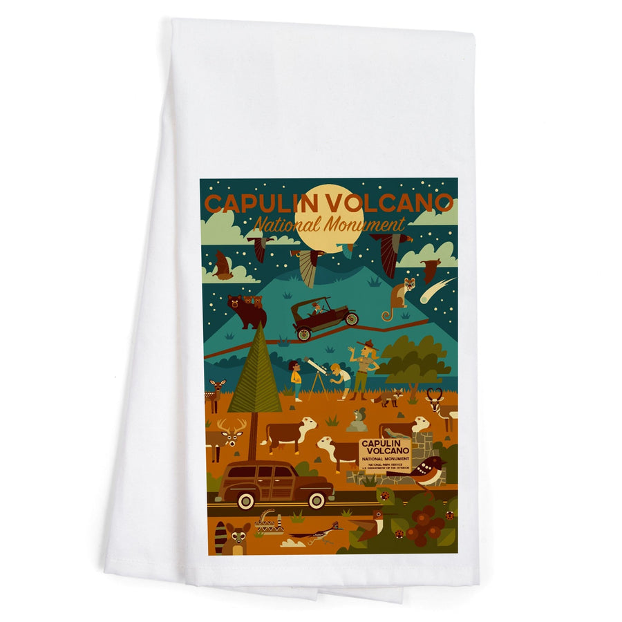 Capulin Volcano National Monument, New Mexico, Night, Geometric, Organic Cotton Kitchen Tea Towels Kitchen Lantern Press 