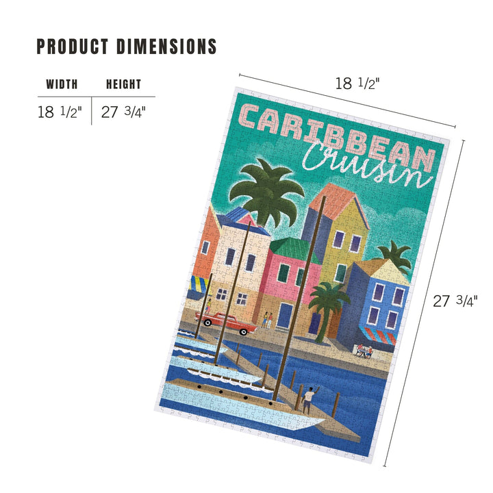 Caribbean Cruisin, Waterside Dock, Lithograph, Jigsaw Puzzle Puzzle Lantern Press 