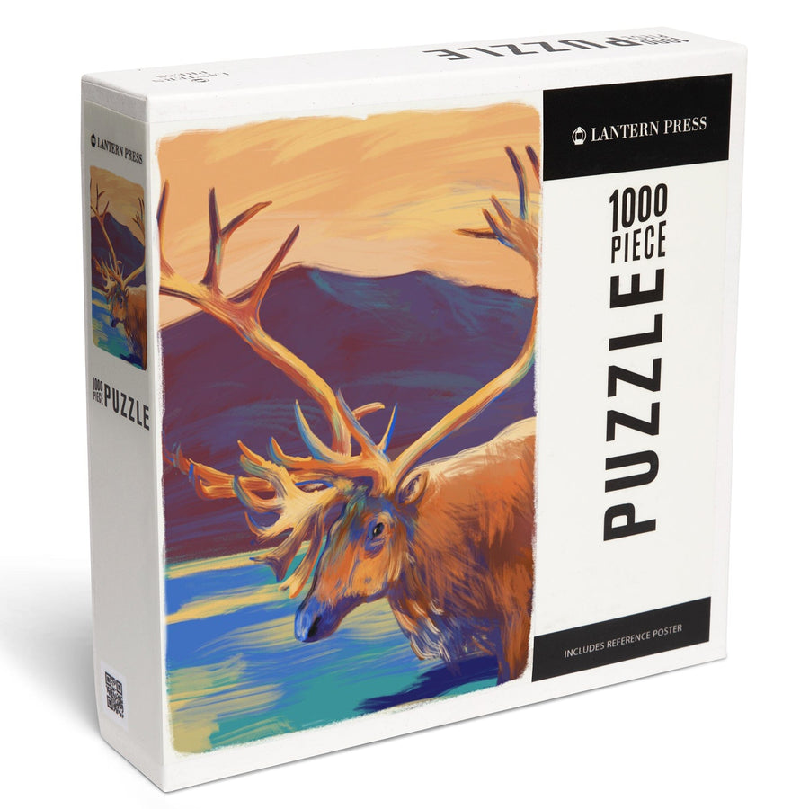 Caribou, Vivid, Jigsaw Puzzle Puzzle Lantern Press 