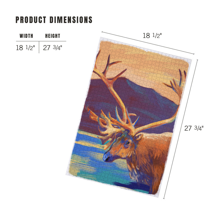 Caribou, Vivid, Jigsaw Puzzle Puzzle Lantern Press 
