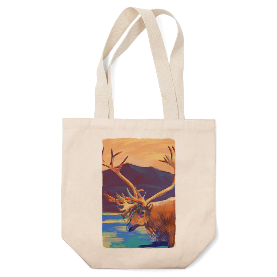 Caribou, Vivid, Tote Bag Totes Lantern Press 