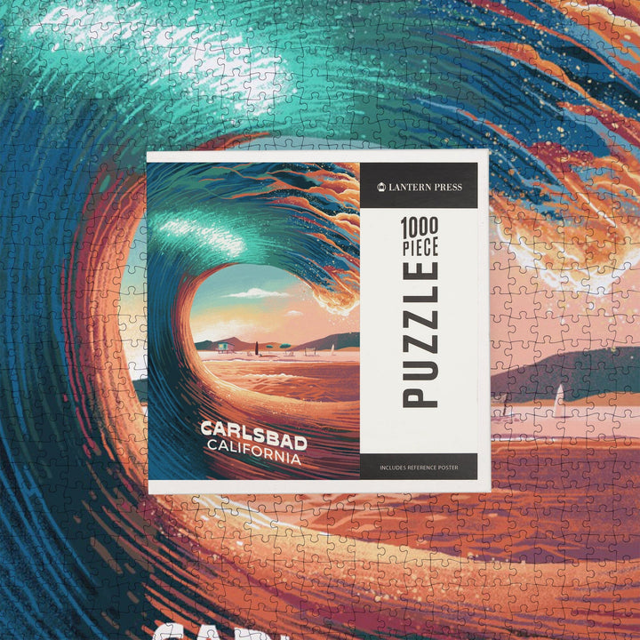 Carlsbad, California, Coastal Series, Epic Wave, Jigsaw Puzzle Puzzle Lantern Press 