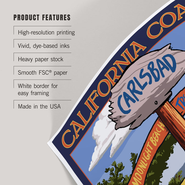Carlsbad, California, Destinations Sign, Art & Giclee Prints Art Lantern Press 