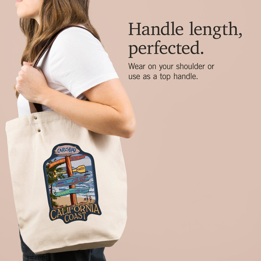 Carlsbad, California, Destinations Sign, Contour, Lantern Press Artwork, Accessory Go Bag Totes Lantern Press 