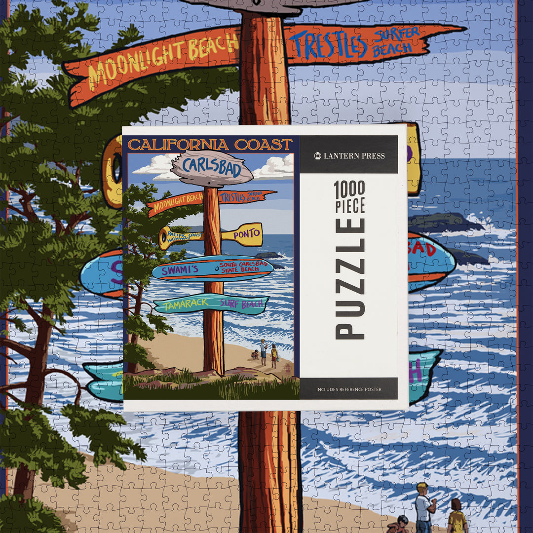 Carlsbad, California, Destinations Sign, Jigsaw Puzzle Puzzle Lantern Press 