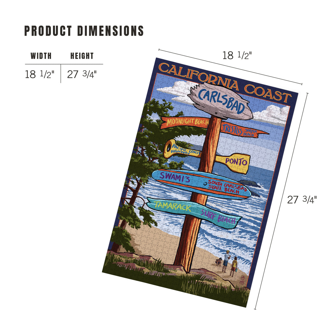 Carlsbad, California, Destinations Sign, Jigsaw Puzzle Puzzle Lantern Press 