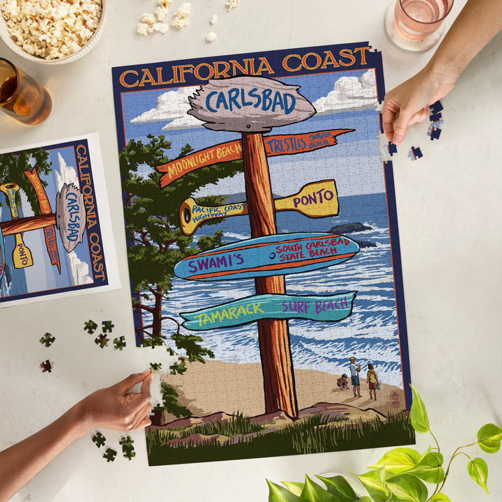 Carlsbad, California, Destinations Sign, Jigsaw Puzzle Puzzle Lantern Press 