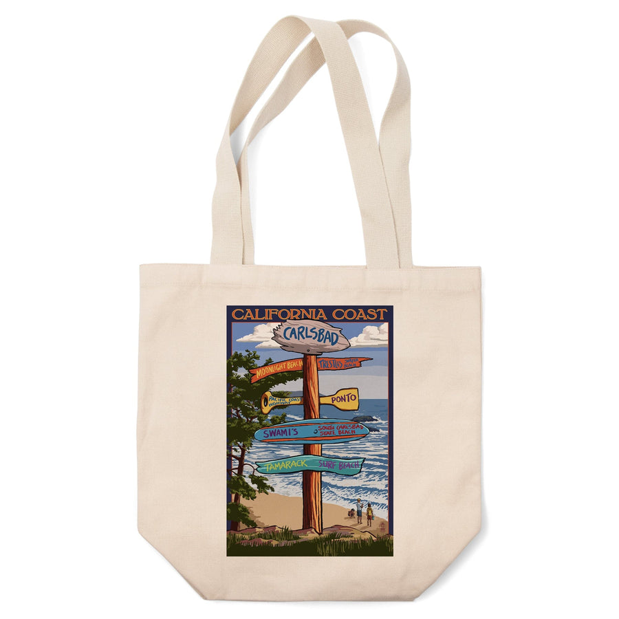 Carlsbad, California, Destinations Sign, Tote Bag Totes Lantern Press 
