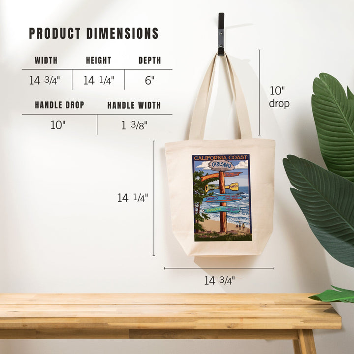Carlsbad, California, Destinations Sign, Tote Bag Totes Lantern Press 