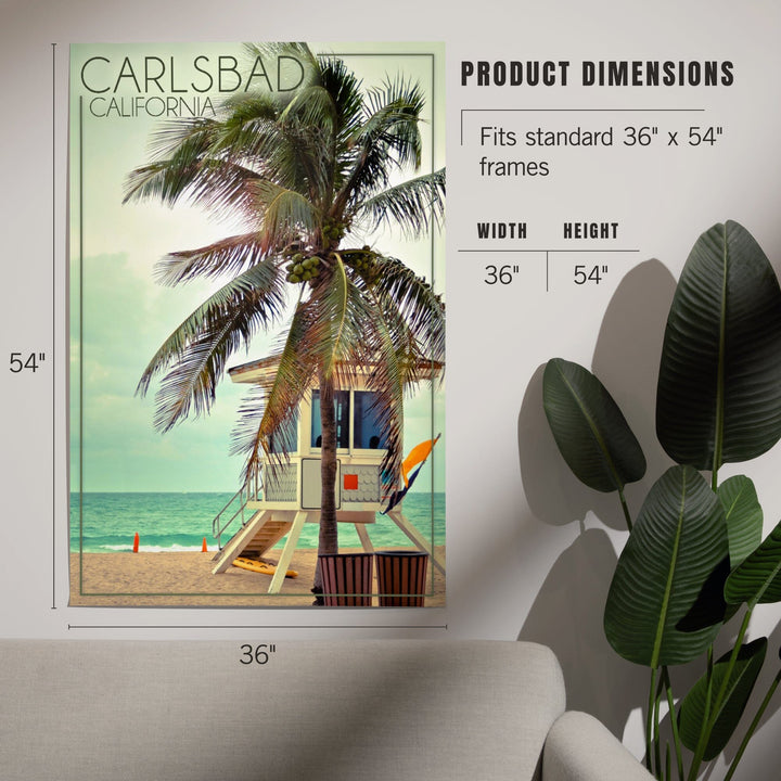 Carlsbad, California, Lifeguard Shack and Palm, Art & Giclee Prints Art Lantern Press 