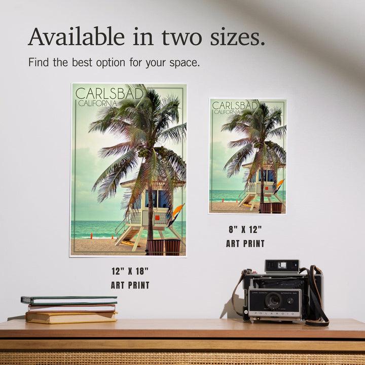 Carlsbad, California, Lifeguard Shack and Palm, Art & Giclee Prints Art Lantern Press 