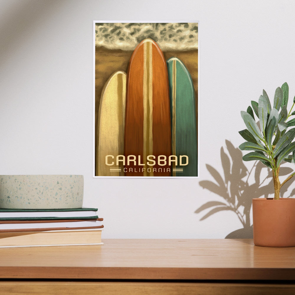 Carlsbad, California, Surfboards, Oil Painting, Art & Giclee Prints Art Lantern Press 