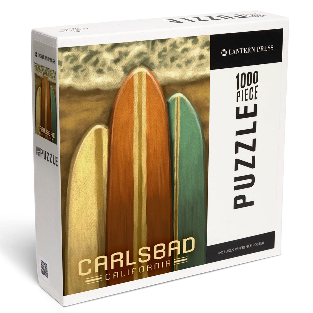 Carlsbad, California, Surfboards, Oil Painting, Jigsaw Puzzle Puzzle Lantern Press 