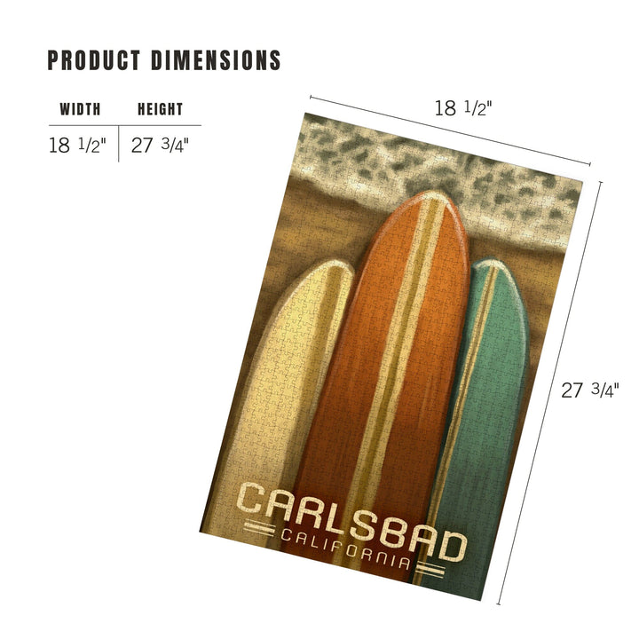Carlsbad, California, Surfboards, Oil Painting, Jigsaw Puzzle Puzzle Lantern Press 