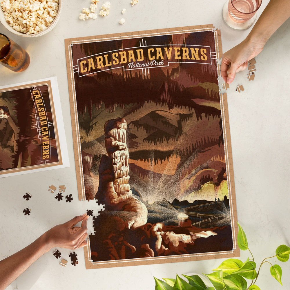 Carlsbad Cavern National Park, Lithograph, Jigsaw Puzzle Puzzle Lantern Press 