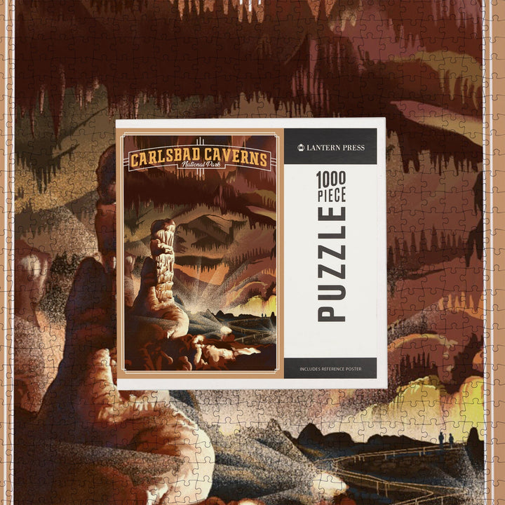 Carlsbad Cavern National Park, Lithograph, Jigsaw Puzzle Puzzle Lantern Press 