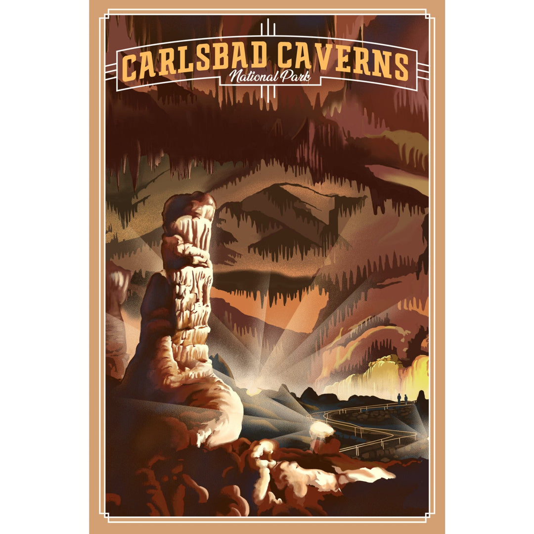 Carlsbad Cavern National Park, Lithograph National Park Series, Stretched Canvas Canvas Lantern Press 