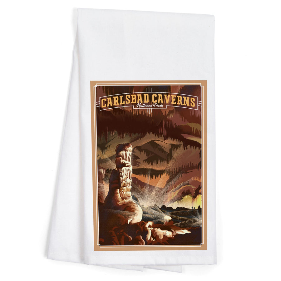 Carlsbad Cavern National Park, Lithograph, Organic Cotton Kitchen Tea Towels Kitchen Lantern Press 