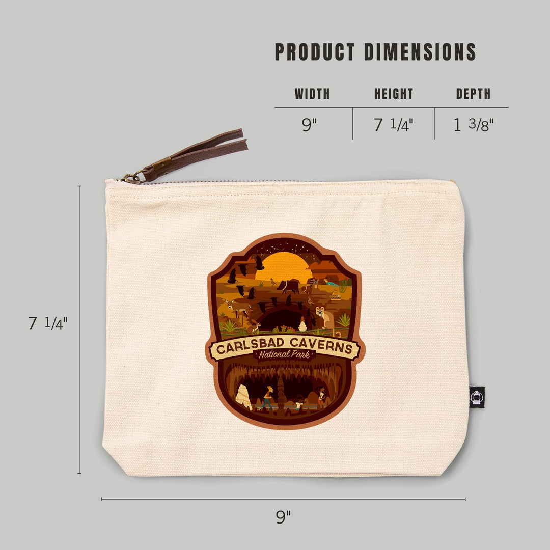 Carlsbad Caverns National Park, Geometric National Park Series,, Organic Cotton Zipper Pouch, Go Bag Go Bag Lantern Press 