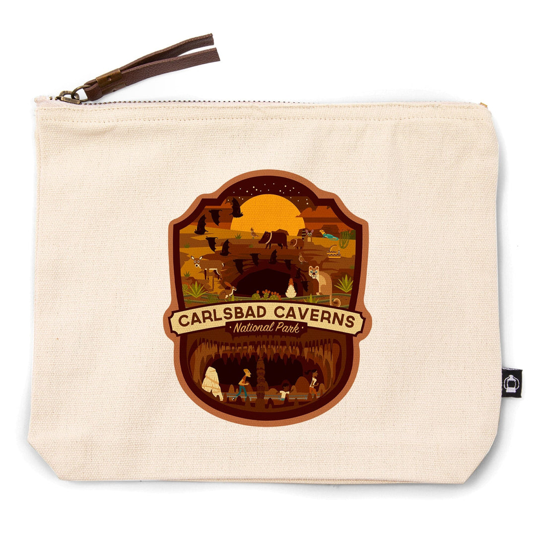 Carlsbad Caverns National Park, Geometric National Park Series,, Organic Cotton Zipper Pouch, Go Bag Go Bag Lantern Press 
