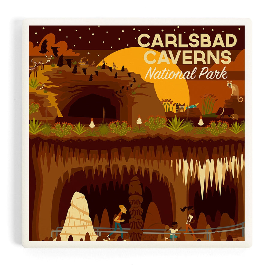 Carlsbad Caverns National Park, New Mexico, Geometric National Park Series, Coasters Coasters Lantern Press 