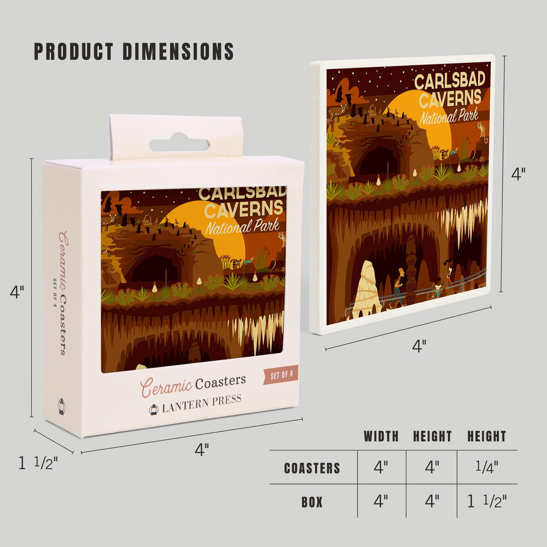 Carlsbad Caverns National Park, New Mexico, Geometric National Park Series, Coasters Coasters Lantern Press 