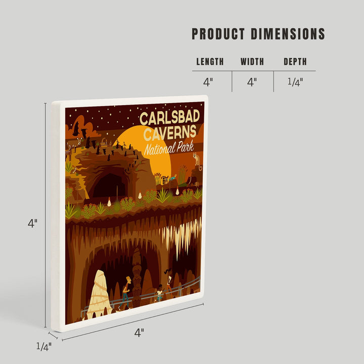 Carlsbad Caverns National Park, New Mexico, Geometric National Park Series, Coasters Coasters Lantern Press 