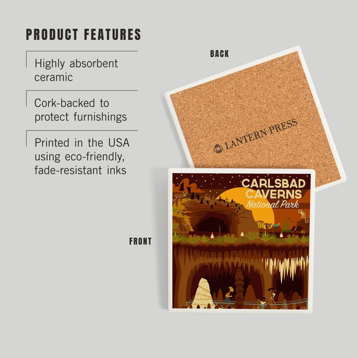 Carlsbad Caverns National Park, New Mexico, Geometric National Park Series, Coasters Coasters Lantern Press 