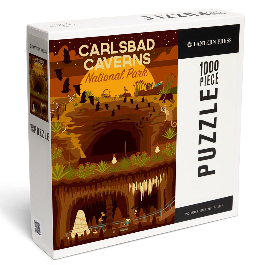 Carlsbad Caverns National Park, New Mexico, Geometric National Park Series, Jigsaw Puzzle Puzzle Lantern Press 