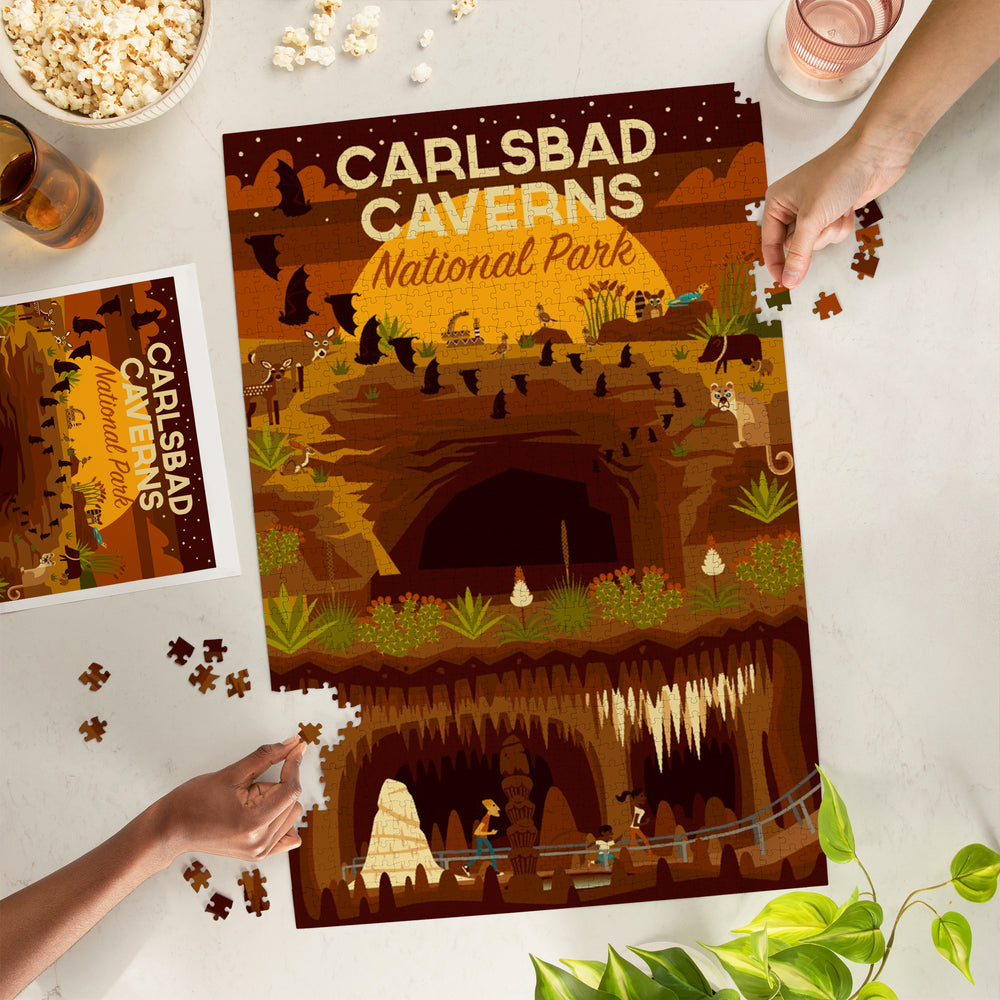 Carlsbad Caverns National Park, New Mexico, Geometric National Park Series, Jigsaw Puzzle Puzzle Lantern Press 