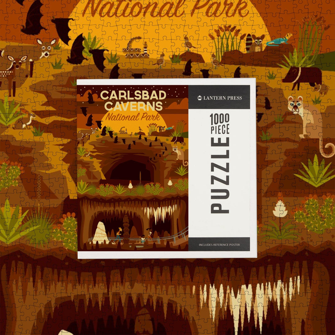 Carlsbad Caverns National Park, New Mexico, Geometric National Park Series, Jigsaw Puzzle Puzzle Lantern Press 