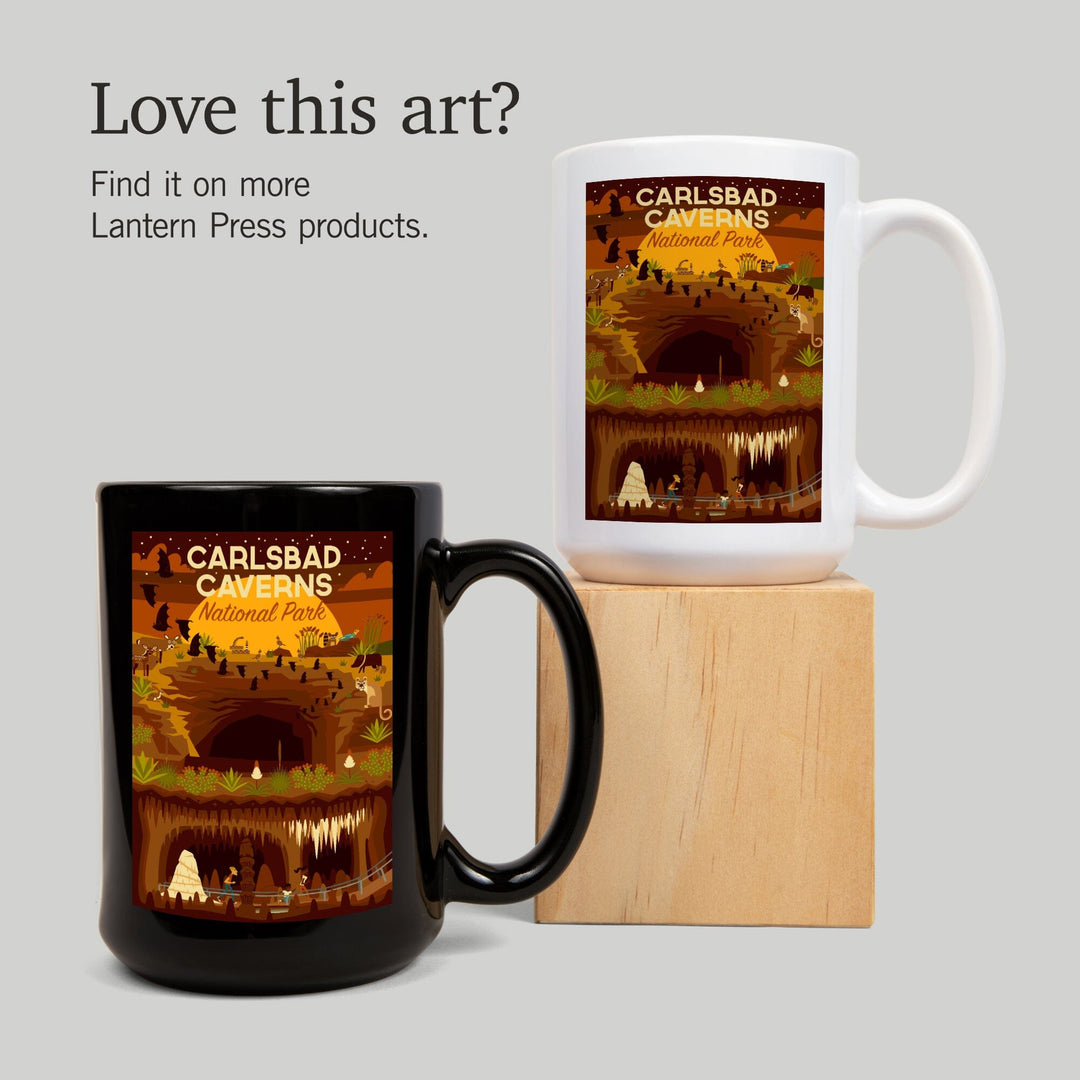 Carlsbad Caverns National Park, New Mexico, Geometric National Park Series, Lantern Press Artwork, Ceramic Mug Mugs Lantern Press 