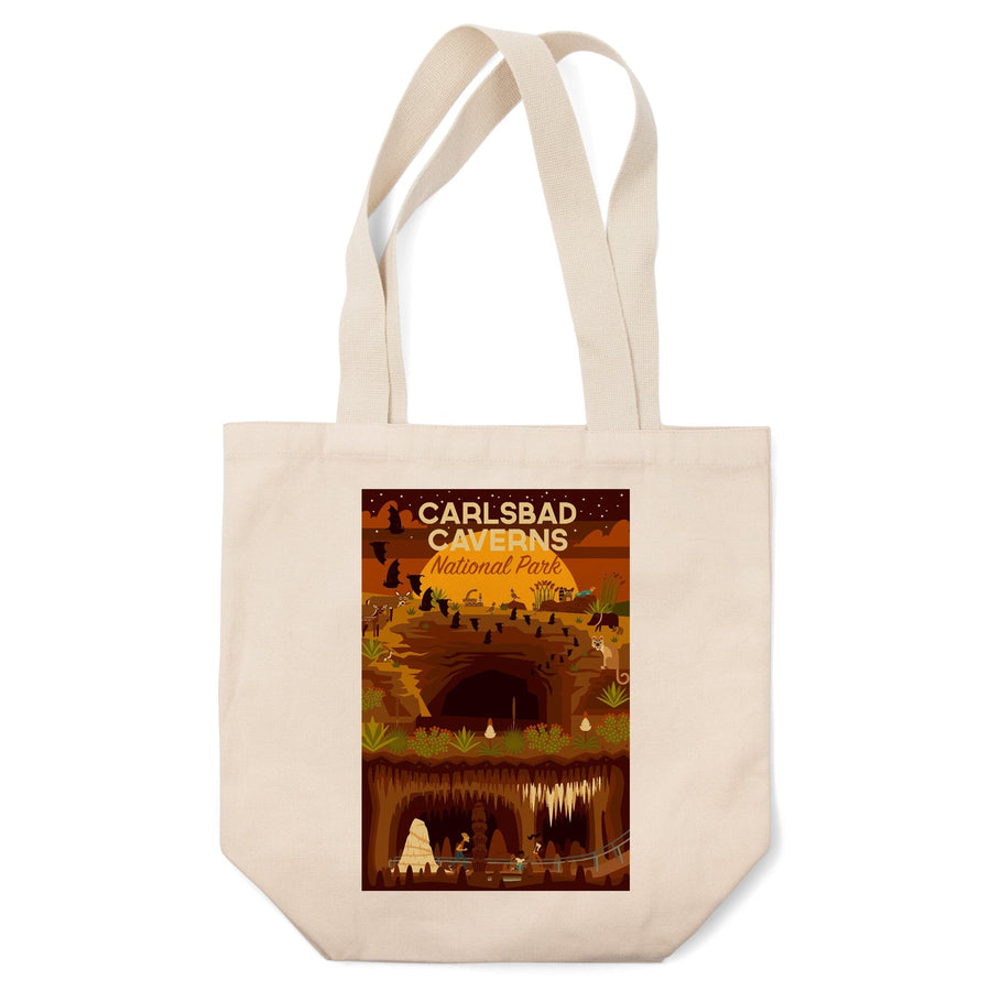 Carlsbad Caverns National Park, New Mexico, Geometric National Park Series, Lantern Press Artwork, Tote Bag Totes Lantern Press 