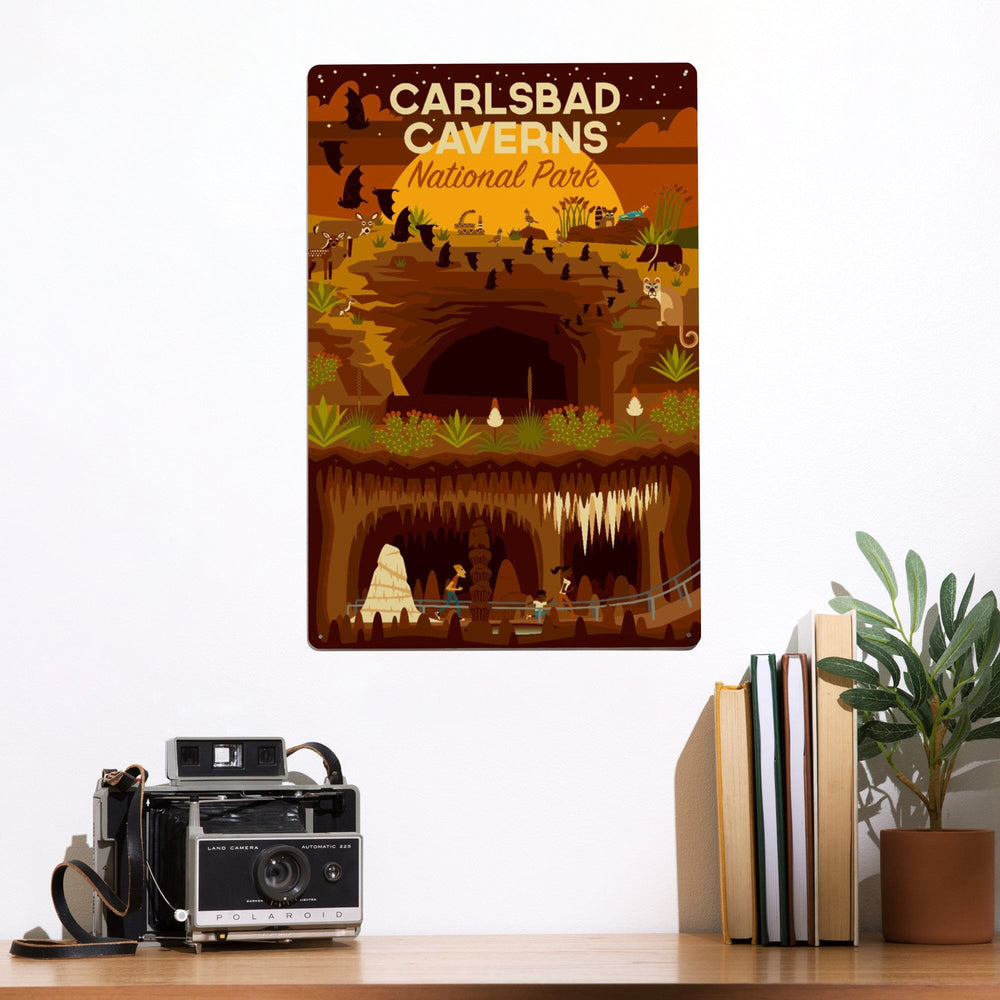 Carlsbad Caverns National Park, New Mexico, Geometric National Park Series, Metal Signs Metal Lantern Press 