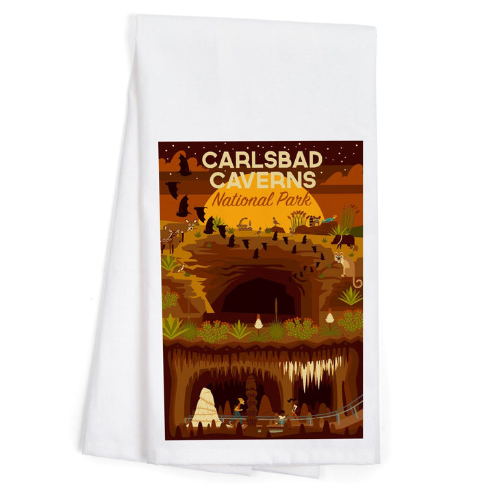 Carlsbad Caverns National Park, New Mexico, Geometric National Park Series, Organic Cotton Kitchen Tea Towels Kitchen Lantern Press 
