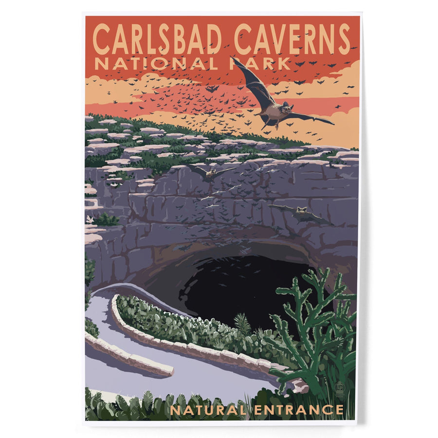 Carlsbad Caverns National Park, New Mexico, Natural Entrance, Painterly Series, Art & Giclee Prints Art Lantern Press 